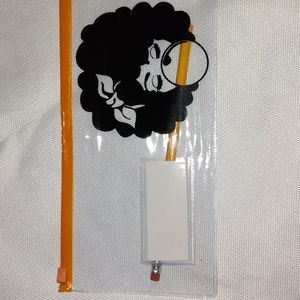 Afro girl blowing bubbl poly pencil pouch with 1 pencil